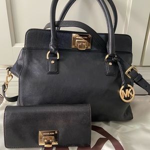 Michael Kors Astrid Satchel and Wallet Combo Black